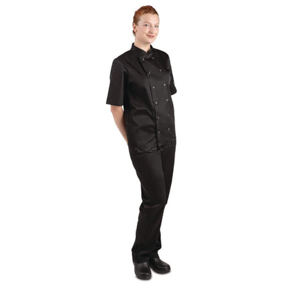 Whites Vegas Unisex Chef Jackets Short Sleeve Black • PAS-P_A439