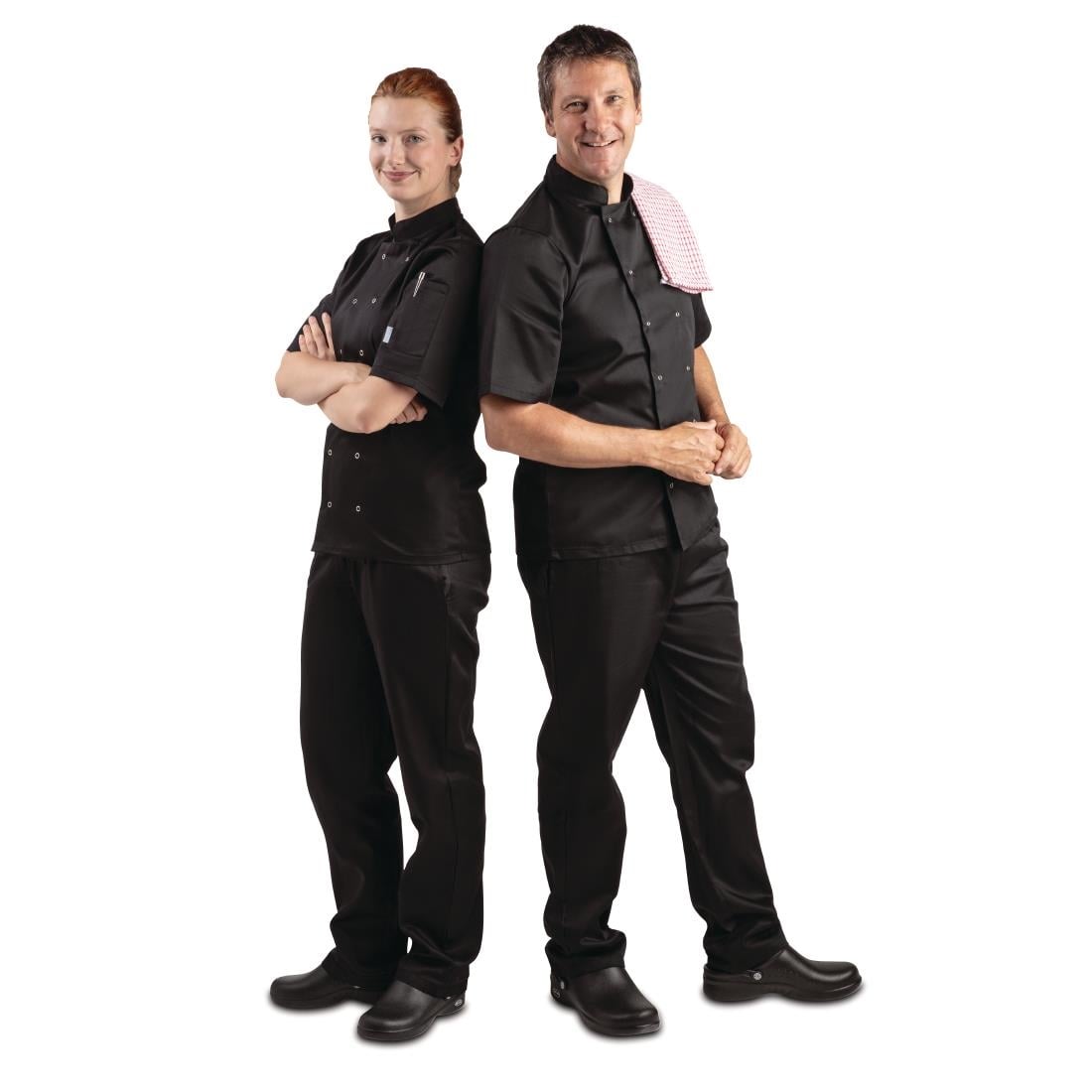 Whites Vegas Unisex Chef Jackets Short Sleeve Black • PAS-P_A439