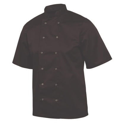 Whites Vegas Unisex Chef Jackets Short Sleeve Black L (5 Pack) • PAS-SA848