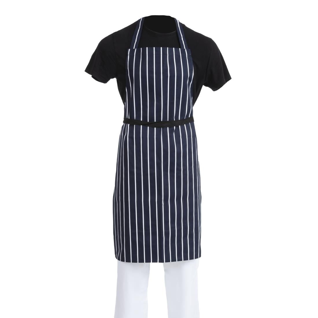 Whites Butchers Stripe Bib Apron Blue/White (5 Pack) (Polycotton | Pack Quantity: 5 | Sold indidivually - A530 | Size: 710(W) x 960(L)mm) • PAS-SA820