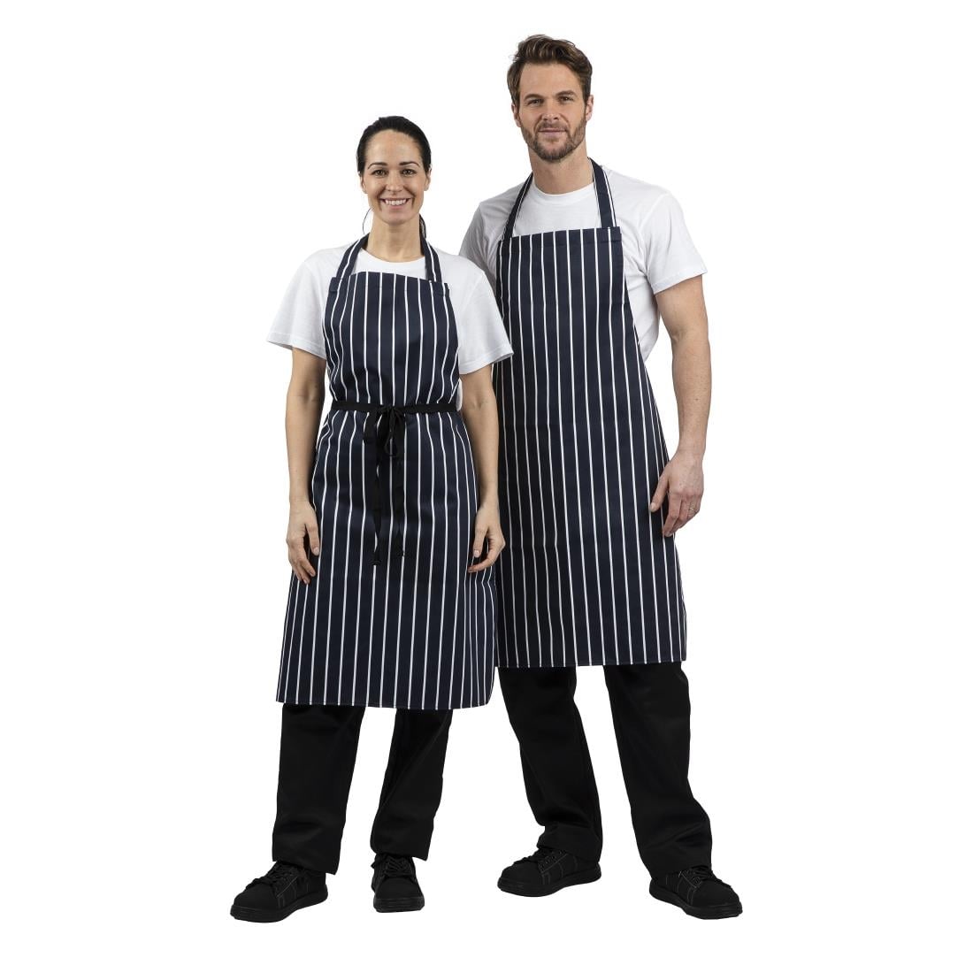 Whites Butchers Stripe Bib Apron Blue/White (5 Pack) (Polycotton | Pack Quantity: 5 | Sold indidivually - A530 | Size: 710(W) x 960(L)mm) • PAS-SA820