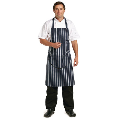 Whites Butchers Stripe Bib Apron with Pocket Blue/White • PAS-A535