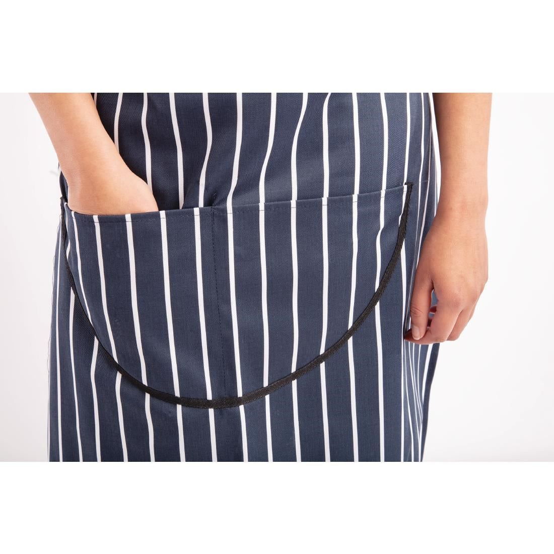 Whites Butchers Stripe Bib Apron with Pocket Blue/White • PAS-A535