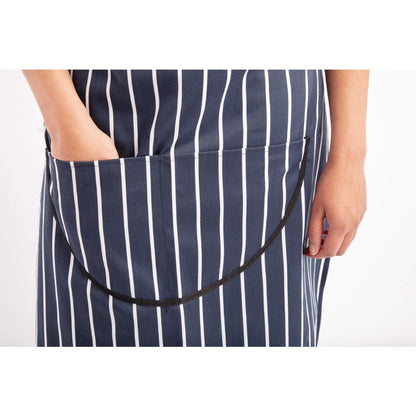 Whites Butchers Stripe Bib Apron with Pocket Blue/White • PAS-A535