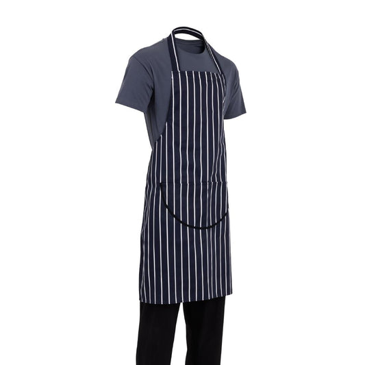 Whites Butchers Stripe Bib Apron with Pocket Blue/White • PAS-A535