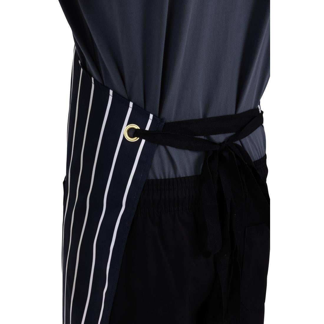 Whites Butchers Stripe Bib Apron with Pocket Blue/White • PAS-A535