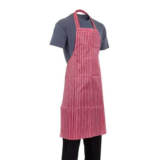 Whites Water Resistant Bib Apron Red/White Stripe • PAS-A581