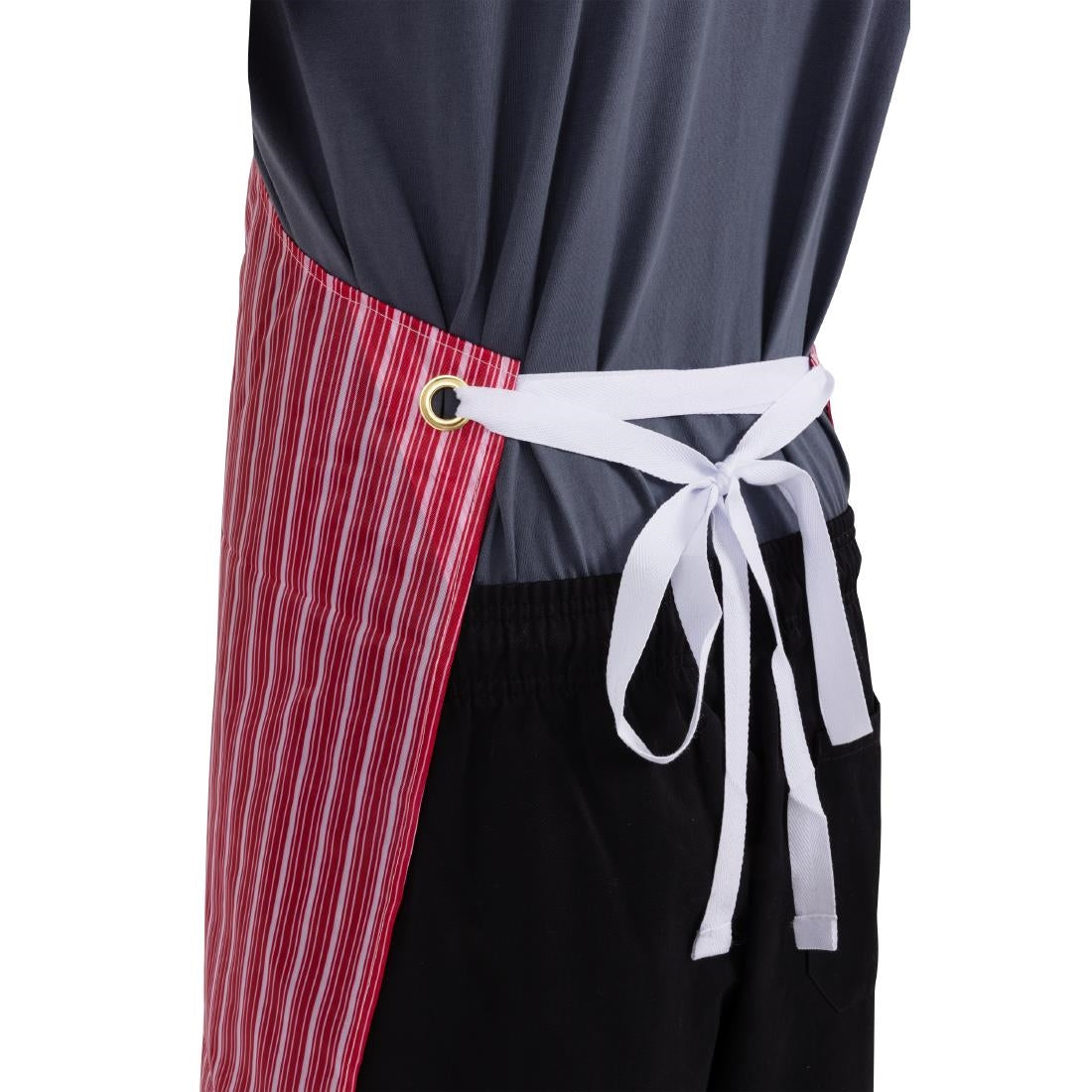 Whites Water Resistant Bib Apron Red/White Stripe • PAS-A581