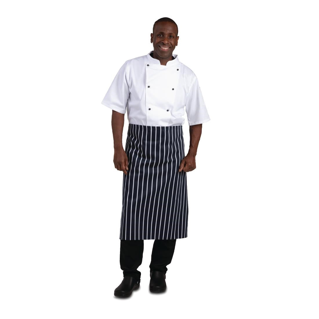 Whites Bistro Apron Blue/White Butchers Stripe • PAS-A647