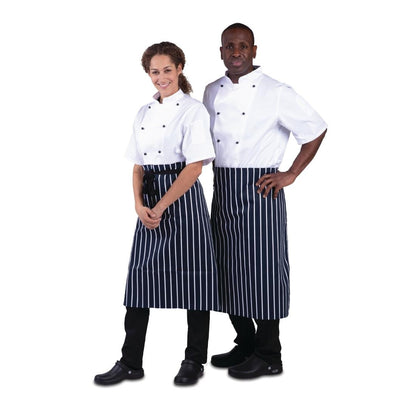 Whites Bistro Apron Blue/White Butchers Stripe • PAS-A647