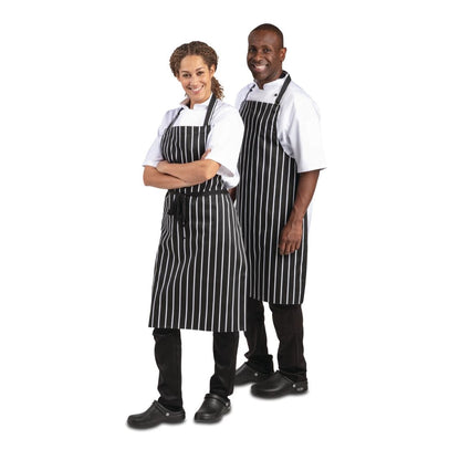 Whites Bib Apron Black/White Butchers Stripe • PAS-A935