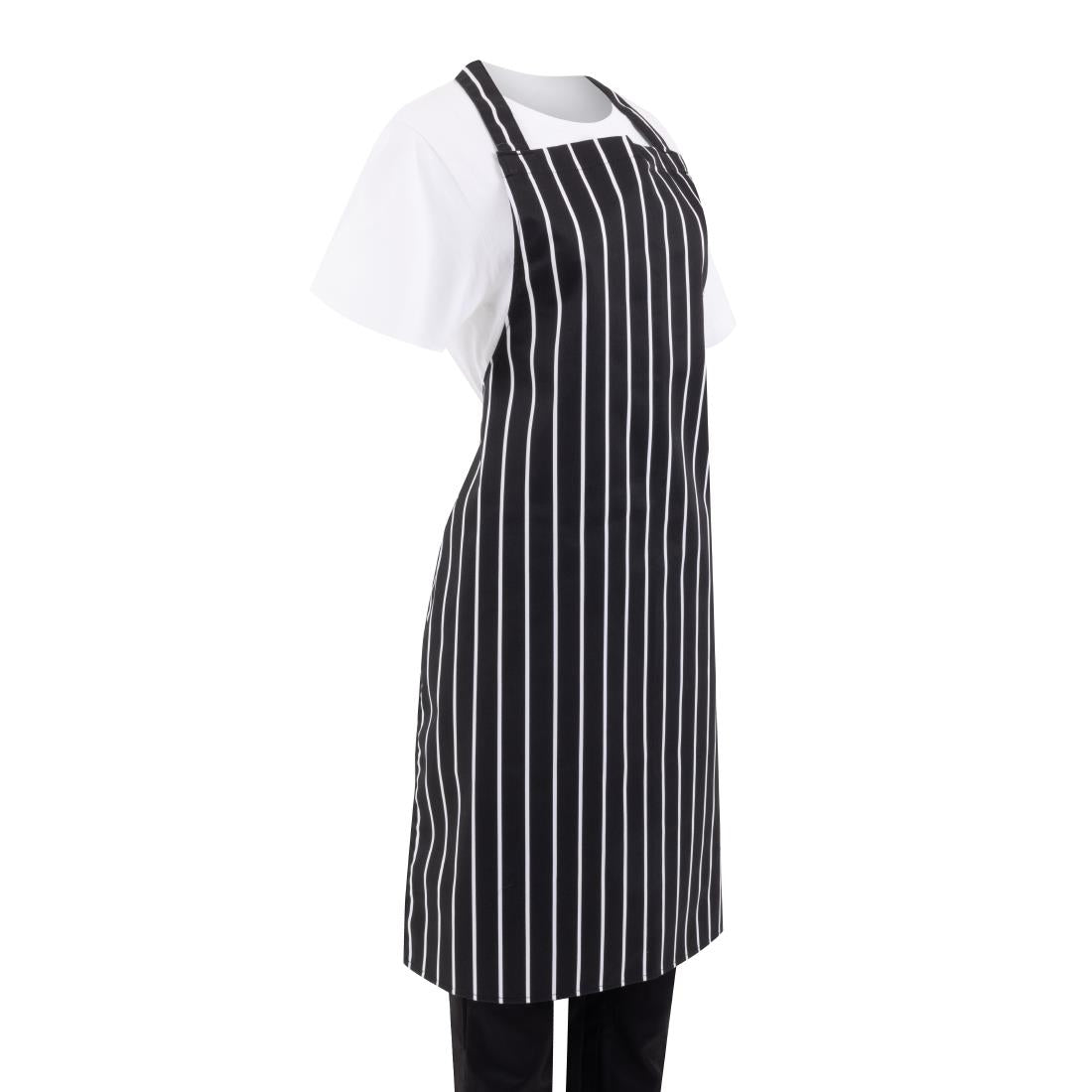 Whites Bib Apron Black/White Butchers Stripe • PAS-A935