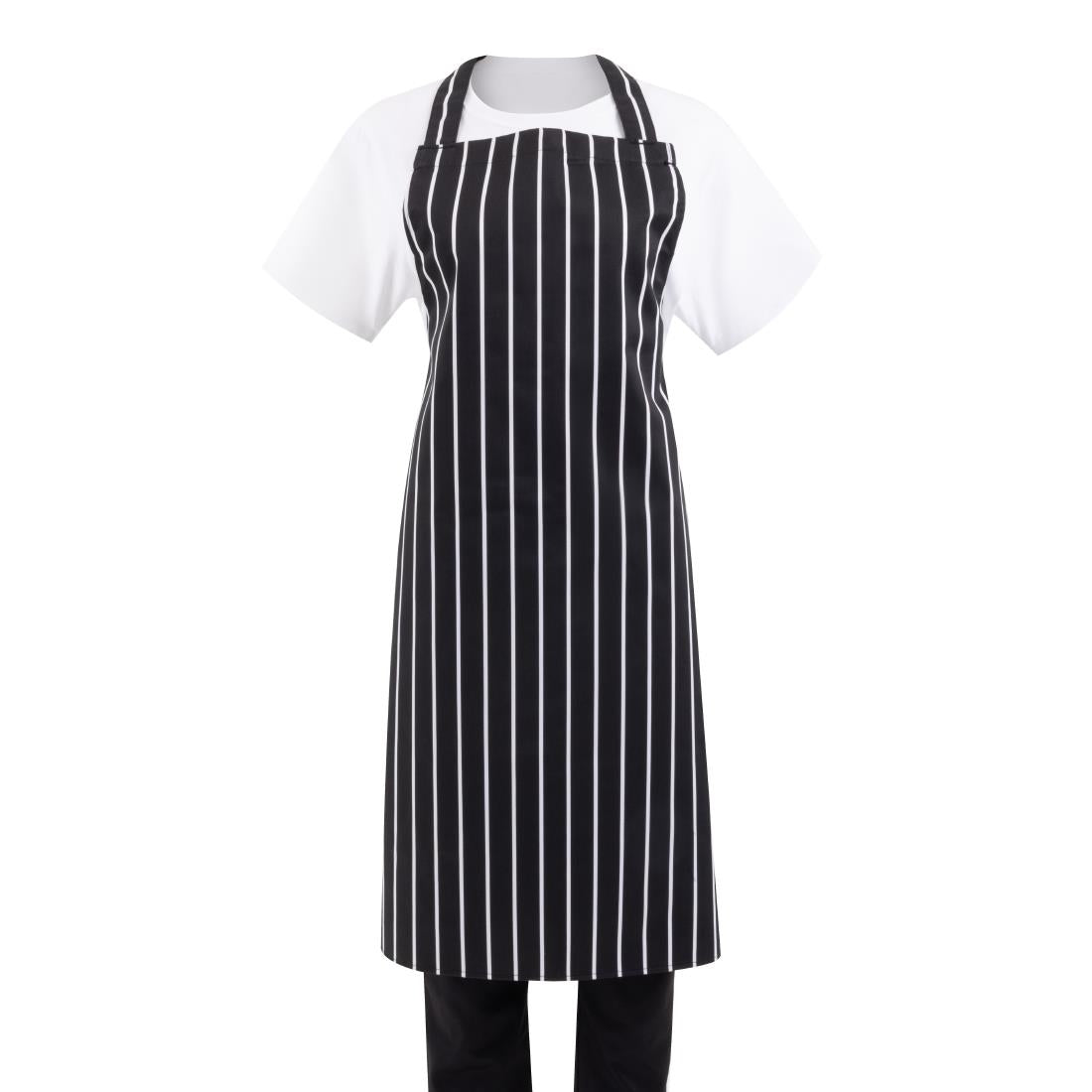 Whites Bib Apron Black/White Butchers Stripe • PAS-A935