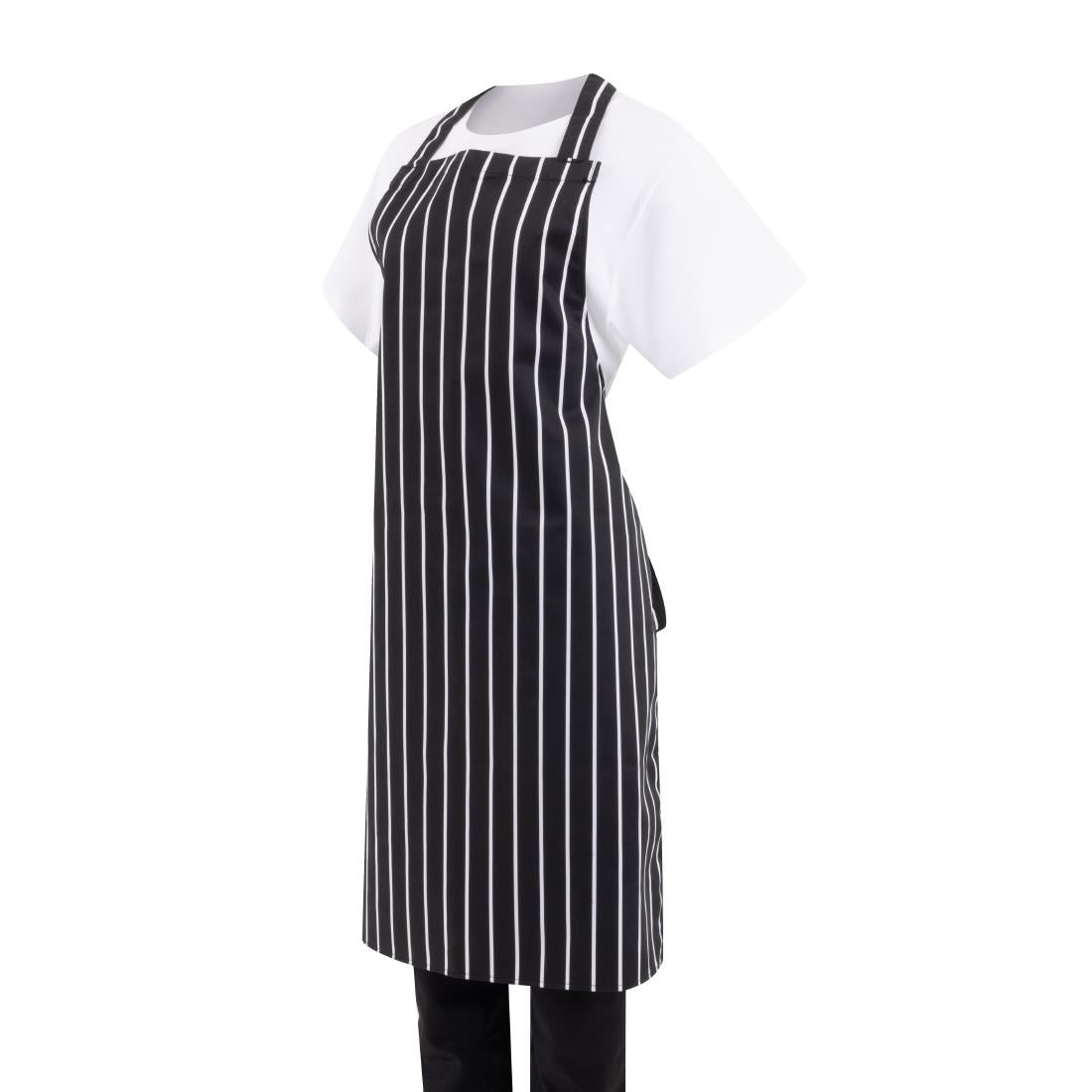 Whites Bib Apron Black/White Butchers Stripe • PAS-A935
