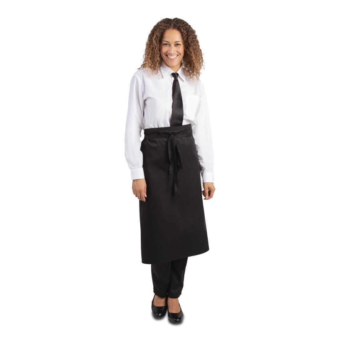 Whites Bistro Apron Polycotton Black with Pocket • PAS-A968