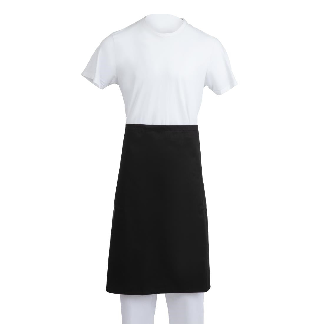 Whites Bistro Apron Polycotton Black with Pocket • PAS-A968