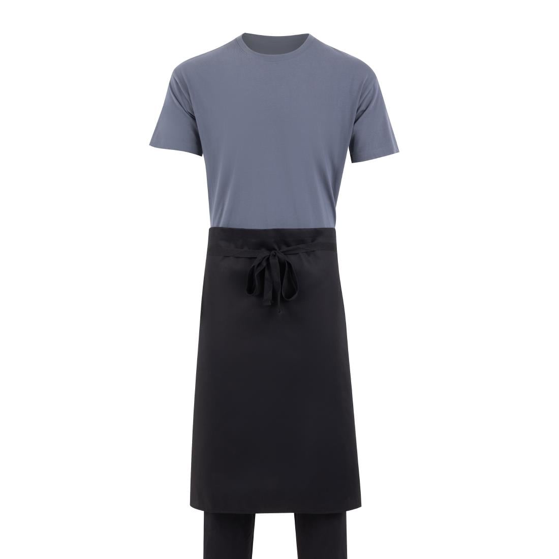 Whites Bistro Apron Polycotton Black with Pocket • PAS-A968