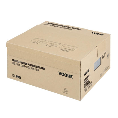 Vogue Vacuum Pack Roll with Cutter Box (Embossed) 200mm & 300mm Twin Pack (Twin Pack | 200mm  x 30m  & 300mm x 30m) • PAS-AP909