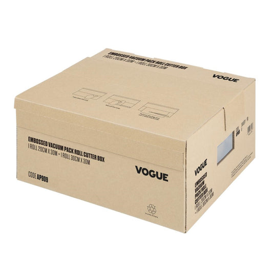 Vogue Vacuum Pack Roll with Cutter Box (Embossed) 200mm & 300mm Twin Pack (Twin Pack | 200mm  x 30m  & 300mm x 30m) • PAS-AP909