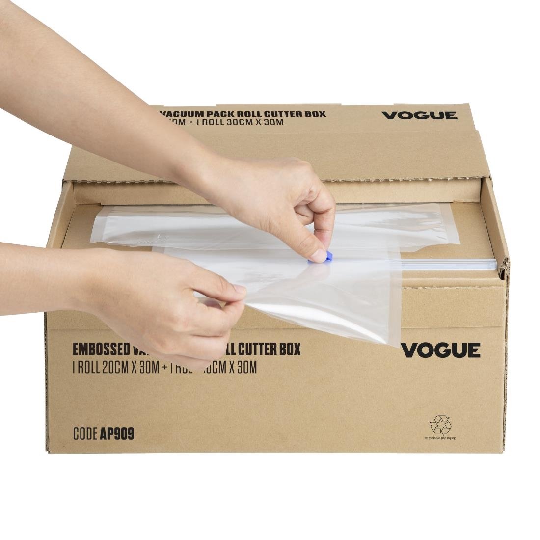 Vogue Vacuum Pack Roll with Cutter Box (Embossed) 200mm & 300mm Twin Pack • PAS-AP909