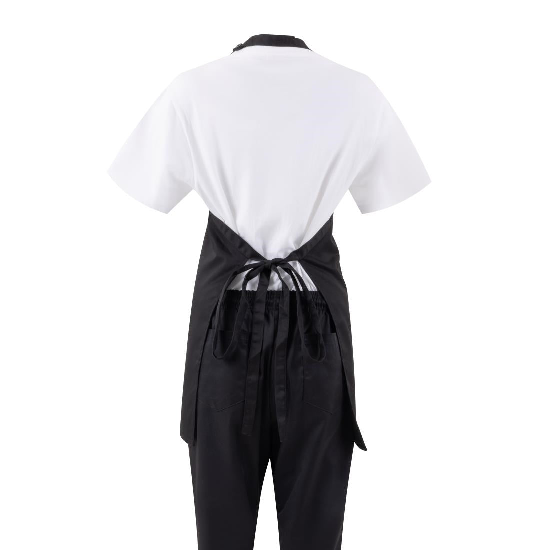 Whites V Neck Service Apron Black • PAS-B128