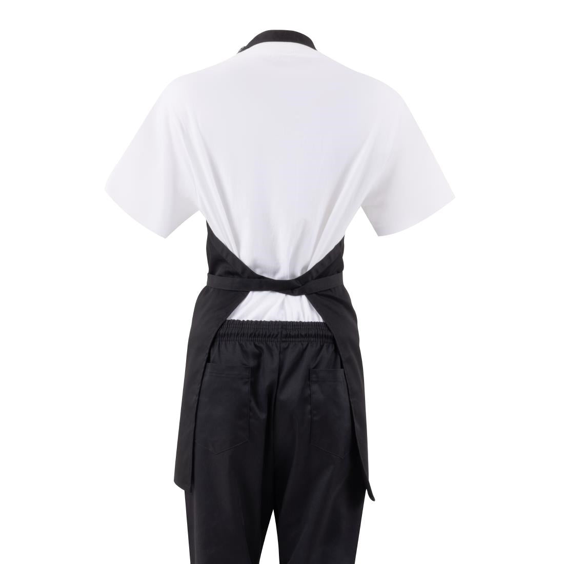 Whites V Neck Service Apron Black • PAS-B128