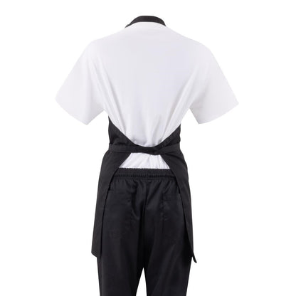 Whites V Neck Service Apron Black • PAS-B128