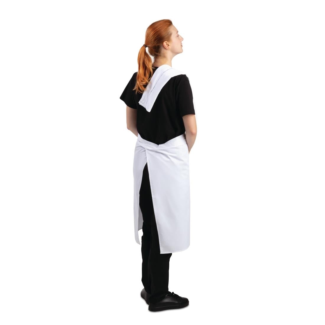Whites Bistro Apron Polycotton White with Pocket • PAS-B132