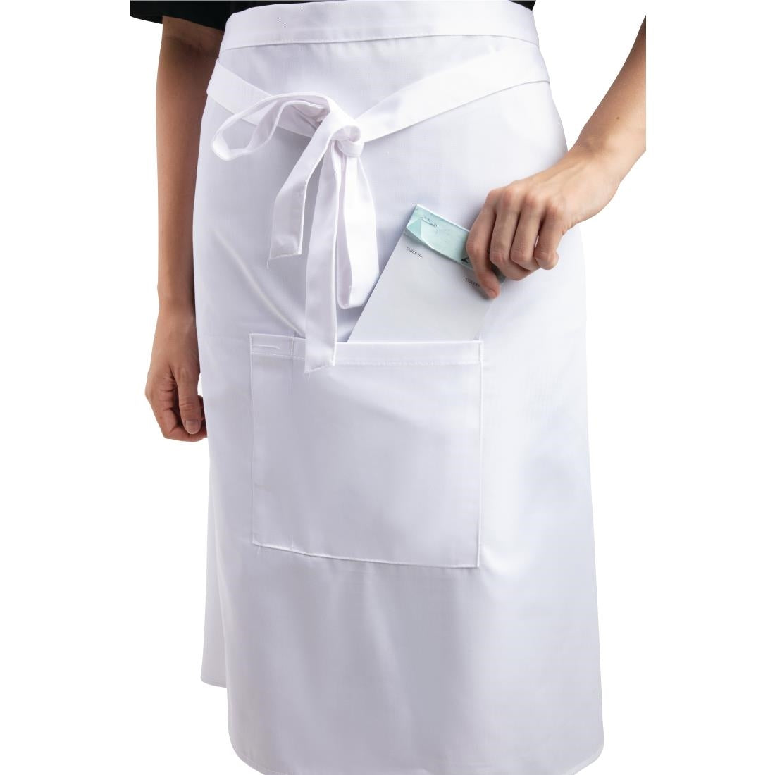 Whites Bistro Apron Polycotton White with Pocket • PAS-B132