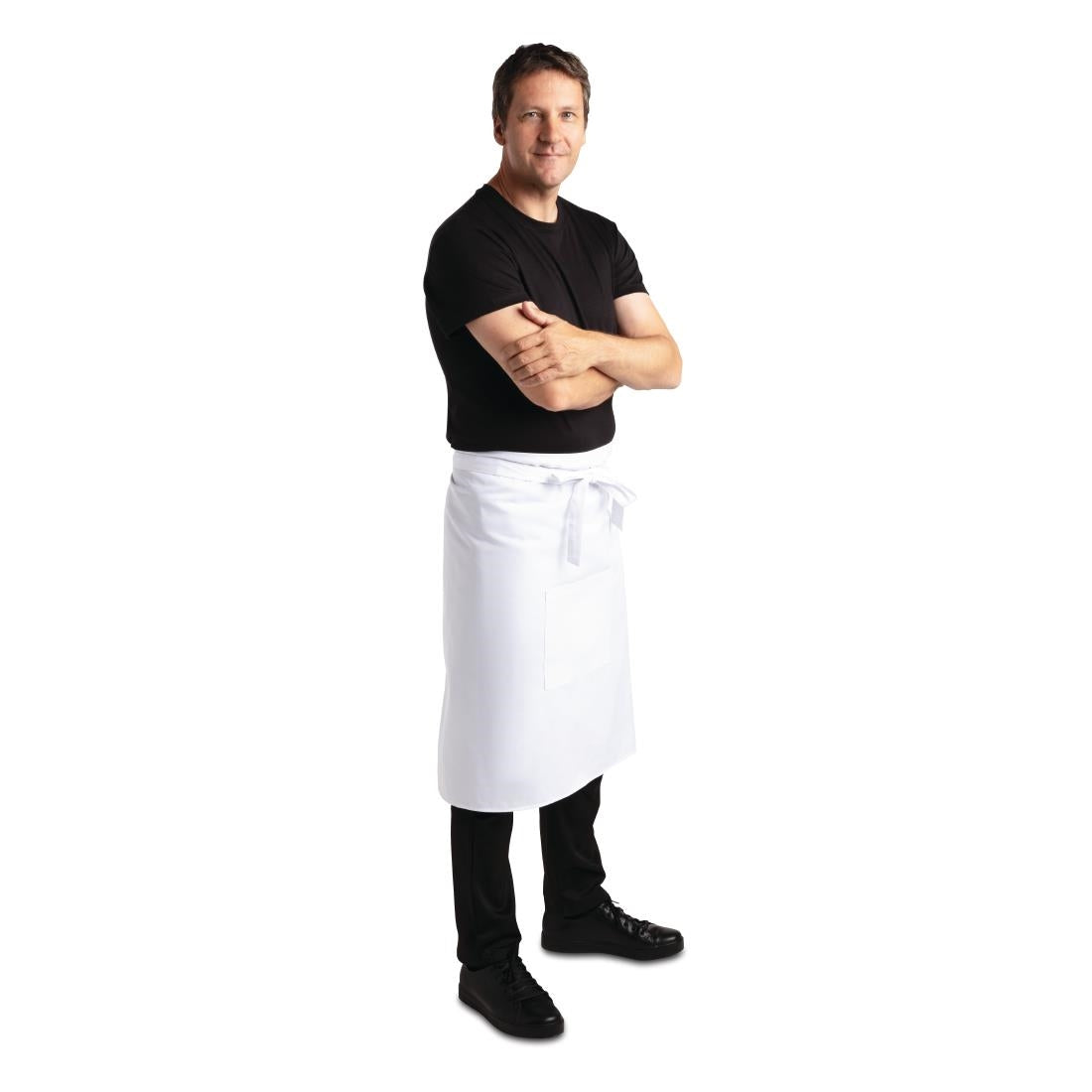 Whites Bistro Apron Polycotton White with Pocket • PAS-B132
