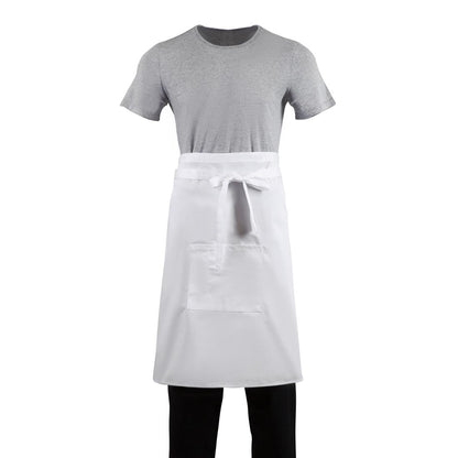 Whites Bistro Apron Polycotton White with Pocket • PAS-B132