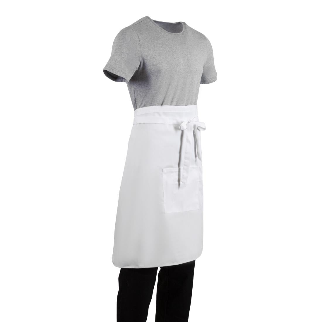 Whites Bistro Apron Polycotton White with Pocket • PAS-B132