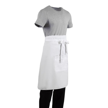 Whites Bistro Apron Polycotton White with Pocket • PAS-B132