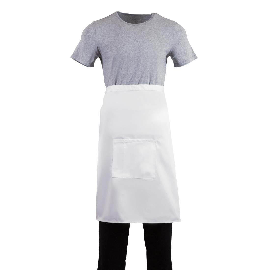 Whites Bistro Apron Polycotton White with Pocket • PAS-B132