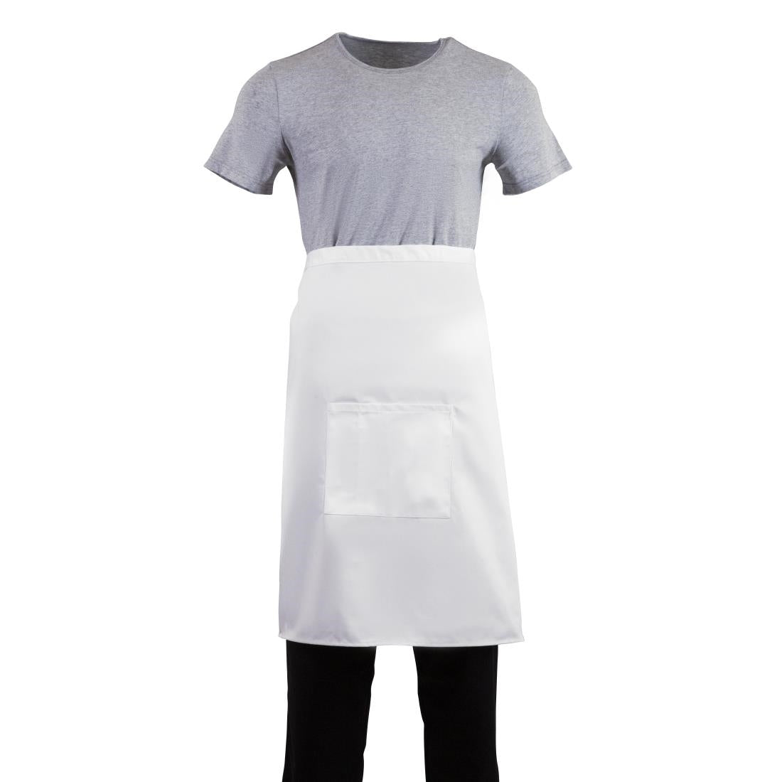 Whites Bistro Apron Polycotton White with Pocket • PAS-B132