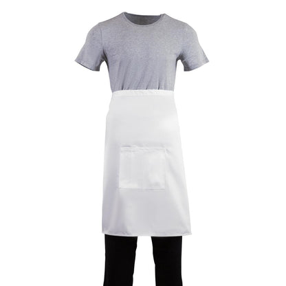 Whites Bistro Apron Polycotton White with Pocket • PAS-B132