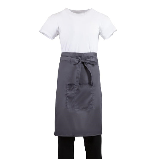 Whites Bistro Apron Polycotton Charcoal with Pocket • PAS-B158