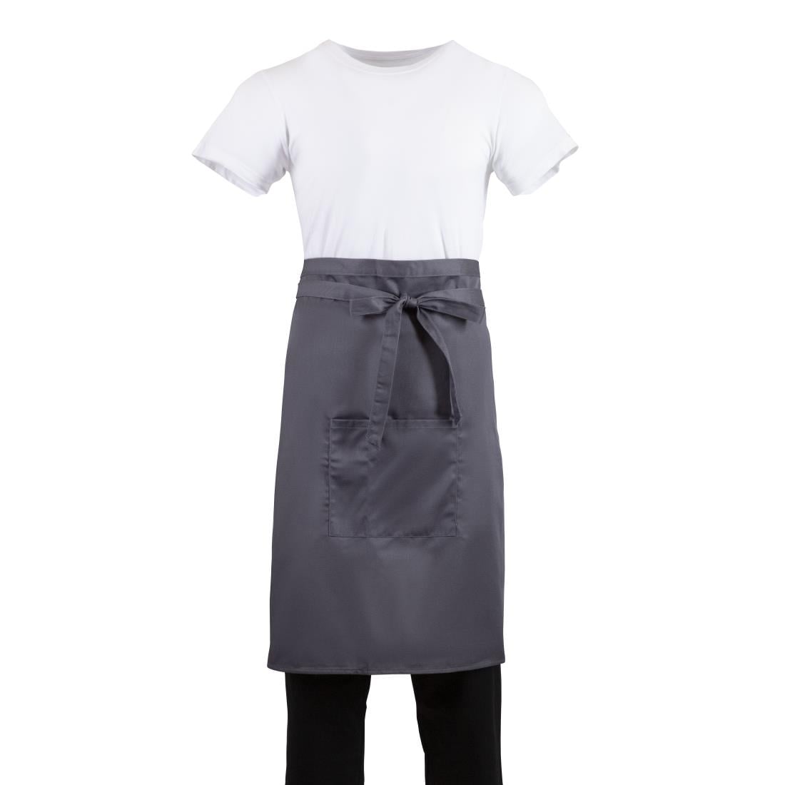 Whites Bistro Apron Polycotton Charcoal with Pocket • PAS-B158