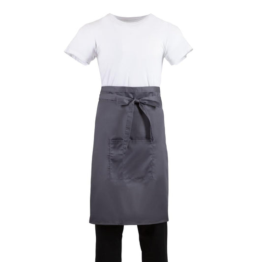 Whites Bistro Apron Polycotton Charcoal with Pocket • PAS-B158