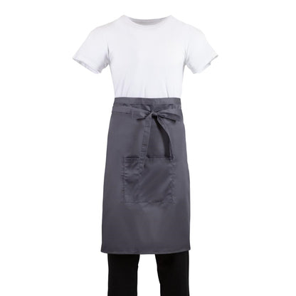 Whites Bistro Apron Polycotton Charcoal with Pocket • PAS-B158
