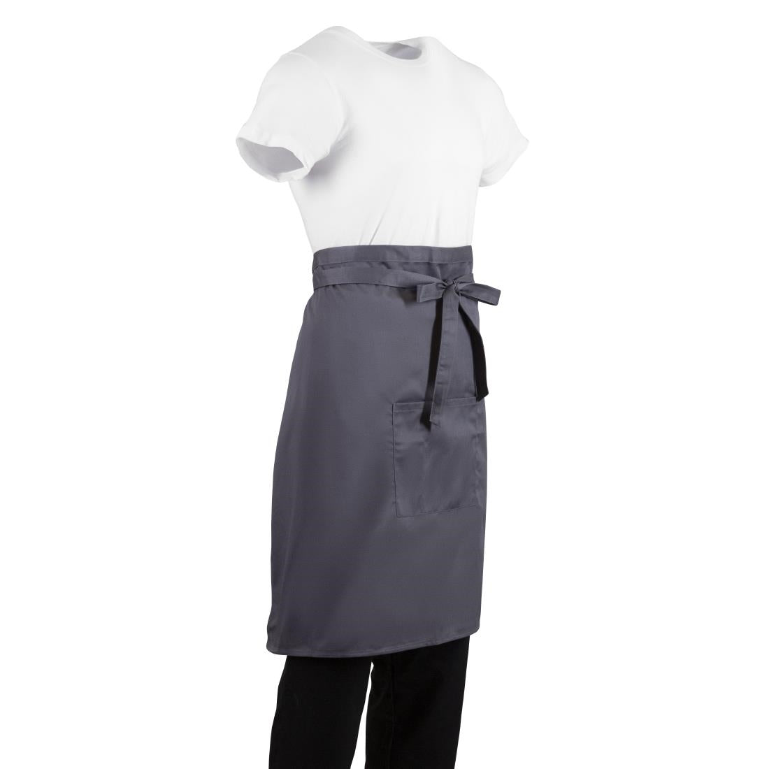 Whites Bistro Apron Polycotton Charcoal with Pocket • PAS-B158