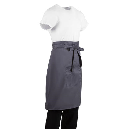 Whites Bistro Apron Polycotton Charcoal with Pocket • PAS-B158
