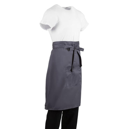 Whites Bistro Apron Polycotton Charcoal with Pocket • PAS-B158