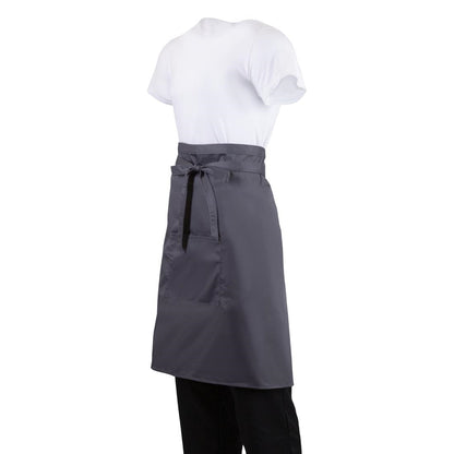 Whites Bistro Apron Polycotton Charcoal with Pocket • PAS-B158