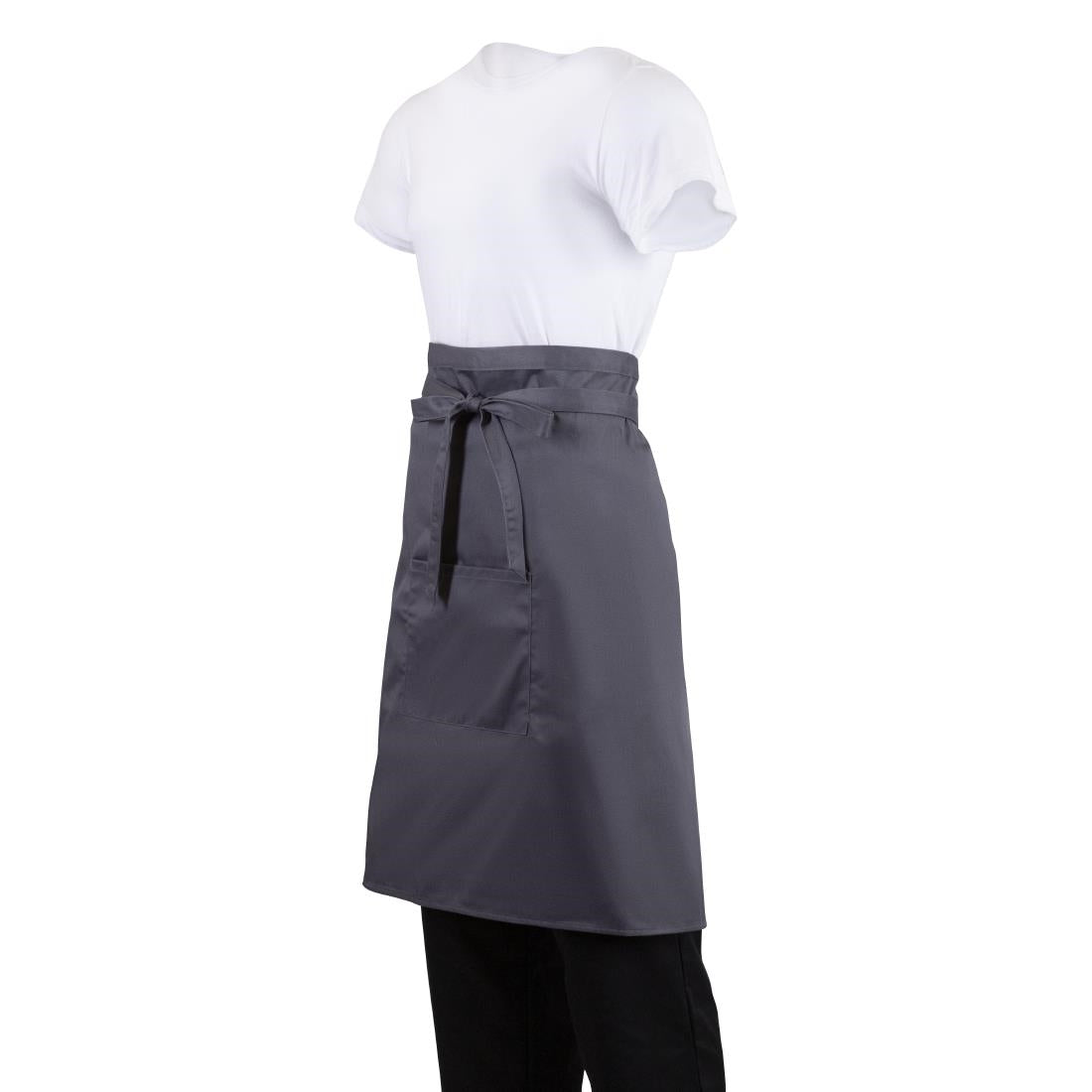 Whites Bistro Apron Polycotton Charcoal with Pocket • PAS-B158