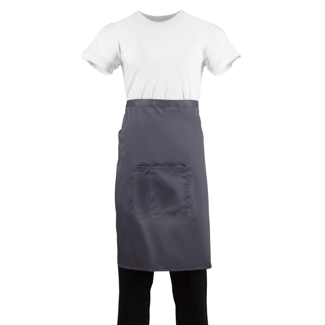 Whites Bistro Apron Polycotton Charcoal with Pocket • PAS-B158