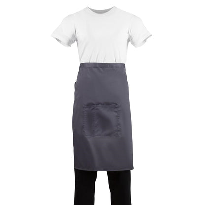 Whites Bistro Apron Polycotton Charcoal with Pocket • PAS-B158