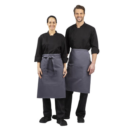 Whites Bistro Apron Polycotton Charcoal with Pocket • PAS-B158