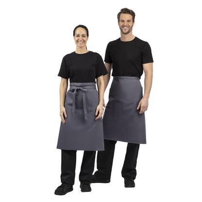 Whites Bistro Apron Polycotton Charcoal with Pocket • PAS-B158