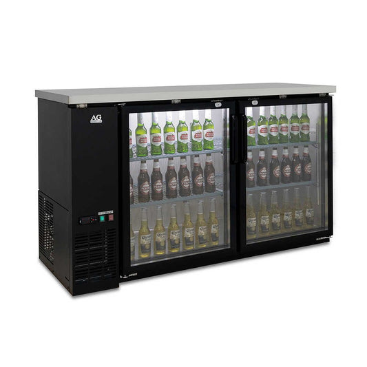 Two Door Commercial Glass Door Bar Fridge with Stainless Steel Counter (ADA-B215G)